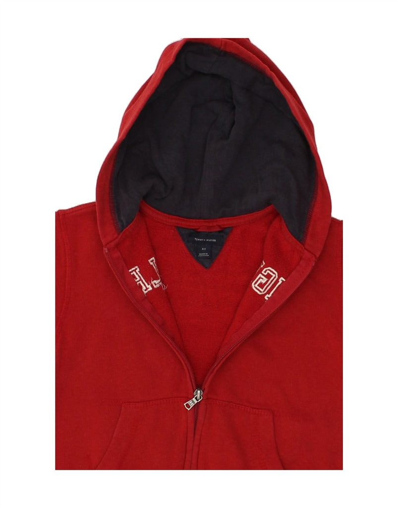 TOMMY HILFIGER Boys Graphic Zip Hoodie Sweater 3-4 Years Red Cotton | Vintage Tommy Hilfiger | Thrift | Second-Hand Tommy Hilfiger | Used Clothing | Messina Hembry 