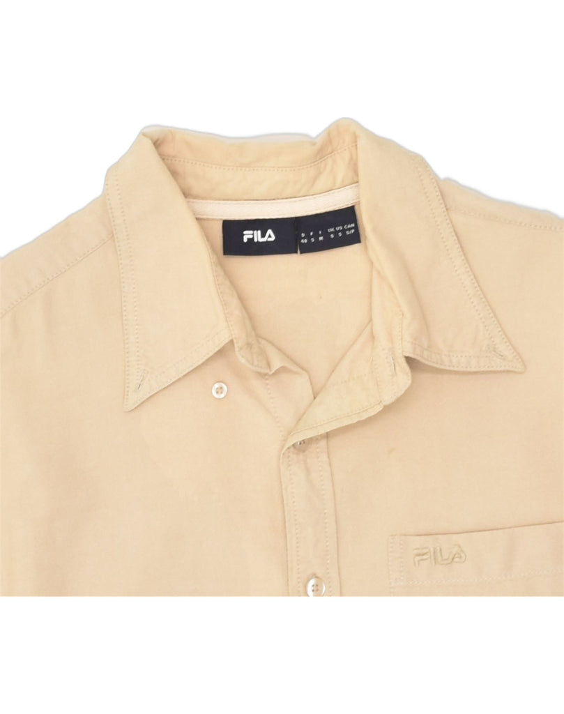 FILA Mens Shirt Small Beige Cotton | Vintage Fila | Thrift | Second-Hand Fila | Used Clothing | Messina Hembry 