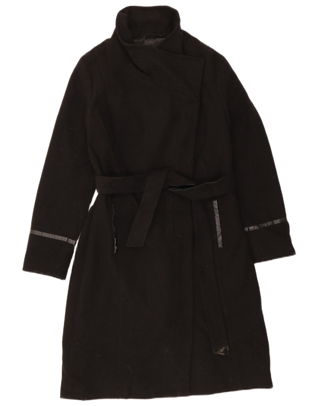 Oasis Womens Overcoat UK 16 Large Black Polyester