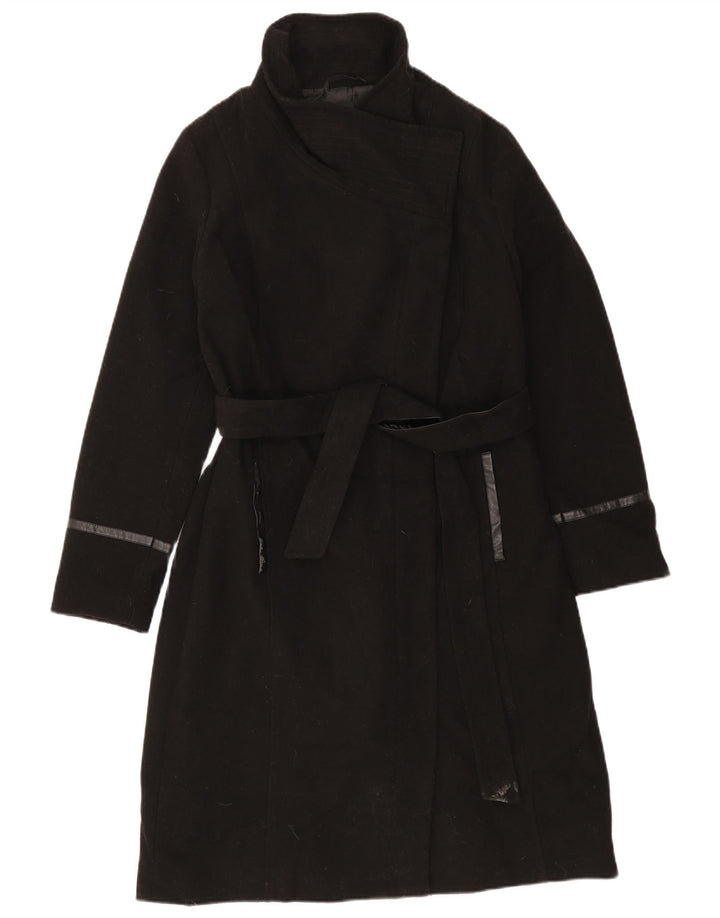 Oasis Womens Overcoat UK 16 Large Black Polyester