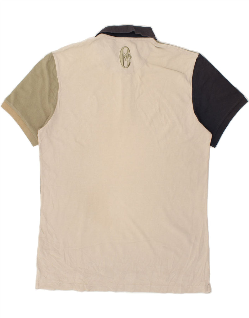 CONTE OF FLORENCE Mens Polo Shirt XL Beige Colourblock Cotton | Vintage Conte of Florence | Thrift | Second-Hand Conte of Florence | Used Clothing | Messina Hembry 