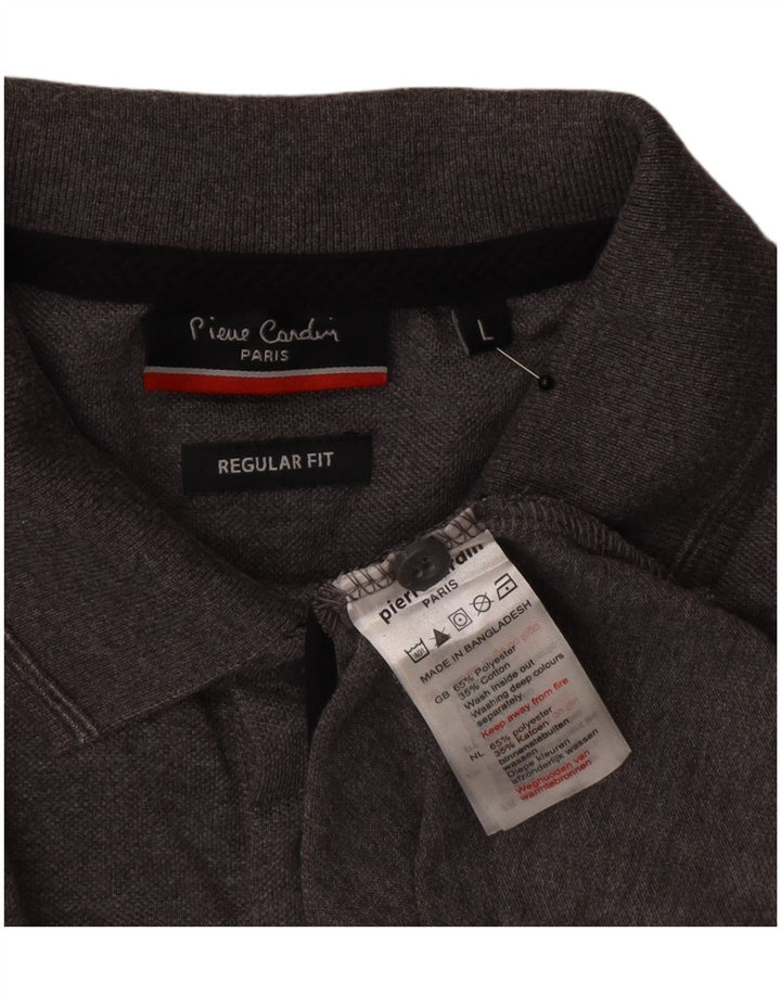 Pierre Cardin Mens Regular Fit Polo Shirt Large Grey Colourblock Polyester