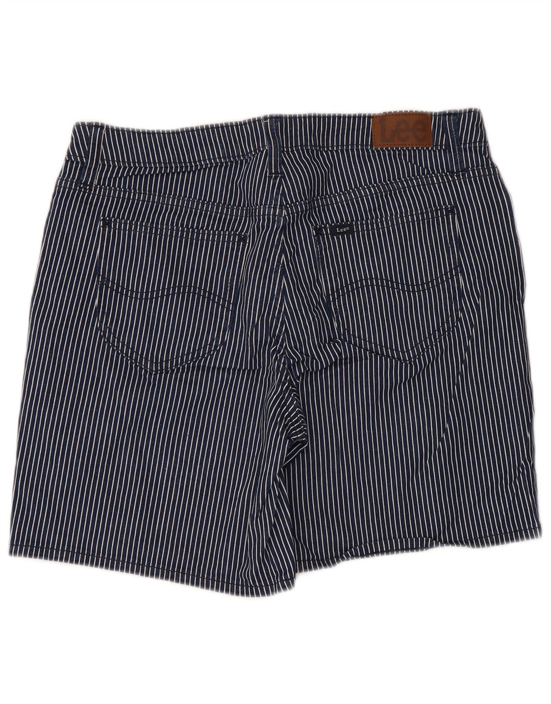 Lee Womens Mid Rise Regular Fit Casual Shorts W34 Large  Navy Blue Striped