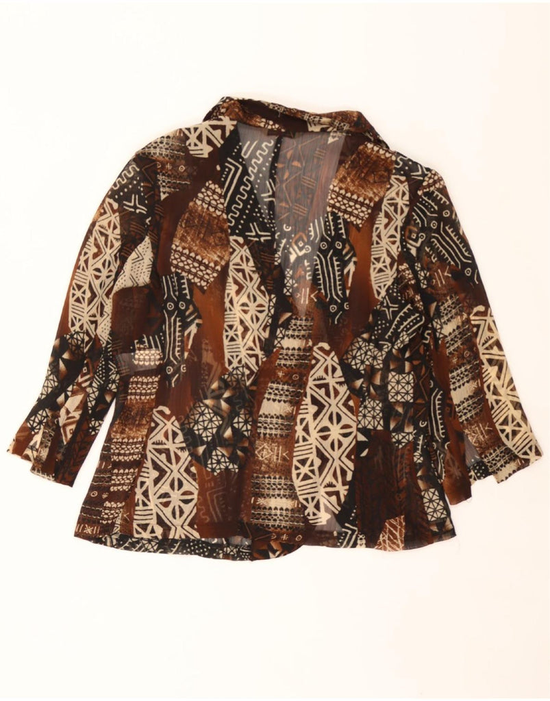 VINTAGE Womens See Through Shirt Blouse UK 20 2XL Brown Geometric Vintage Vintage and Second-Hand Vintage from Messina Hembry 