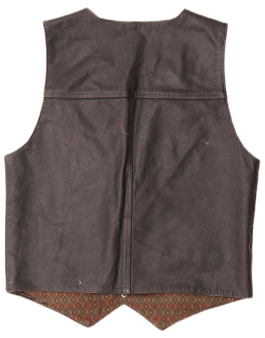 Vintage Mens Leather Waistcoat Small Black Leather