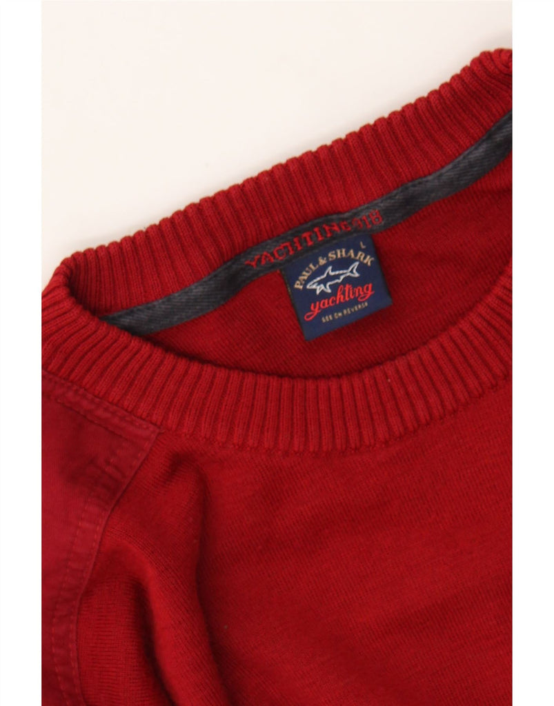 PAUL & SHARK Mens Crew Neck Jumper Sweater Large Red Wool Vintage Paul & Shark and Second-Hand Paul & Shark from Messina Hembry 