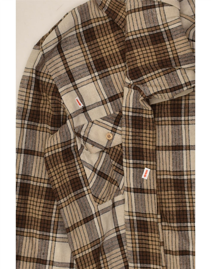 SAMAS Mens Flannel Shirt IT 54 XL Beige Check | Vintage Samas | Thrift | Second-Hand Samas | Used Clothing | Messina Hembry 