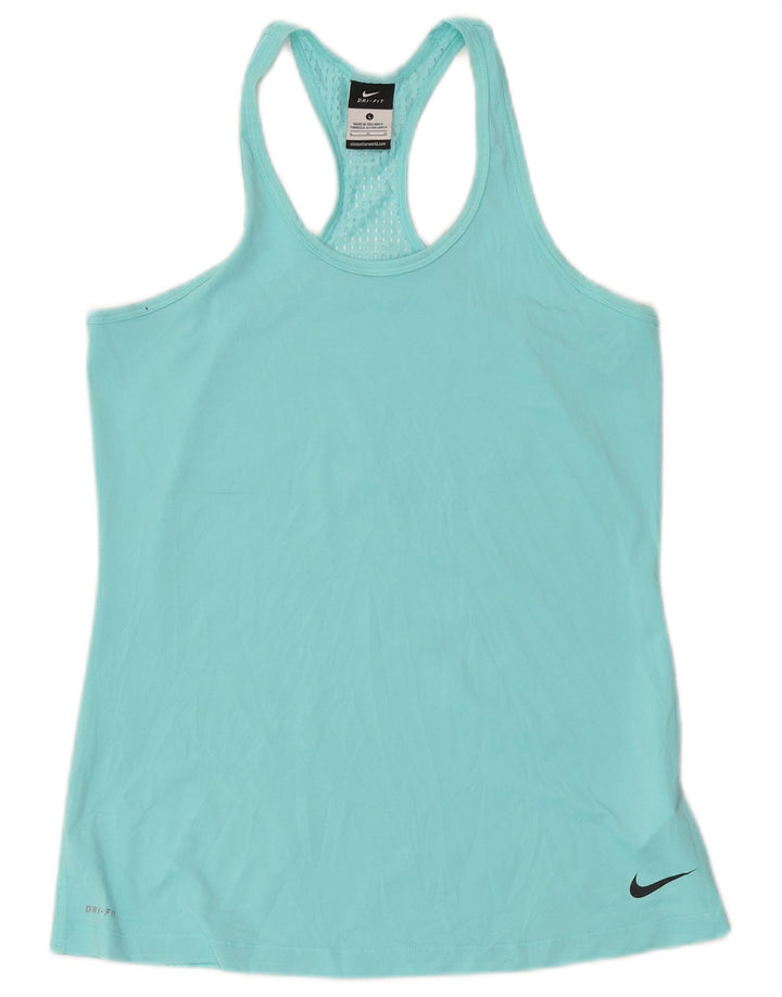 Nike Womens Dri Fit Vest Top UK 14 Large Turquoise Polyester