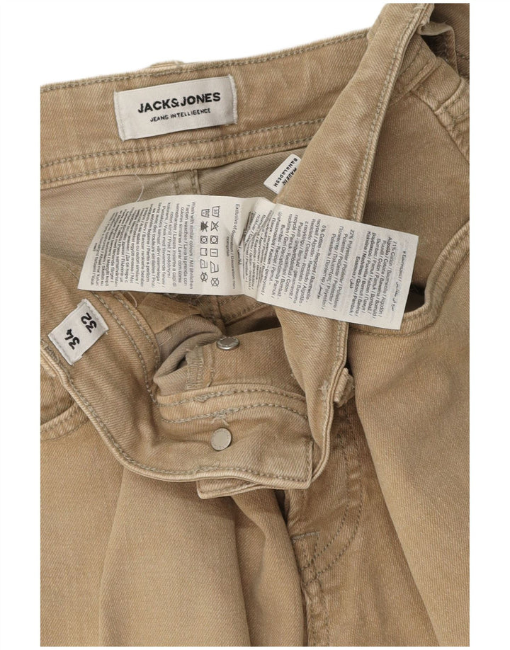 Jack & Jones Mens GLENN Slim Jeans W34 L32 Beige Cotton