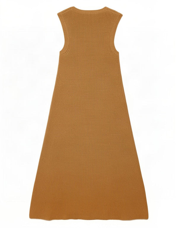 Zara Womens Sleeveless Maxi Jumper Dress UK 14 Large Beige Acrylic
