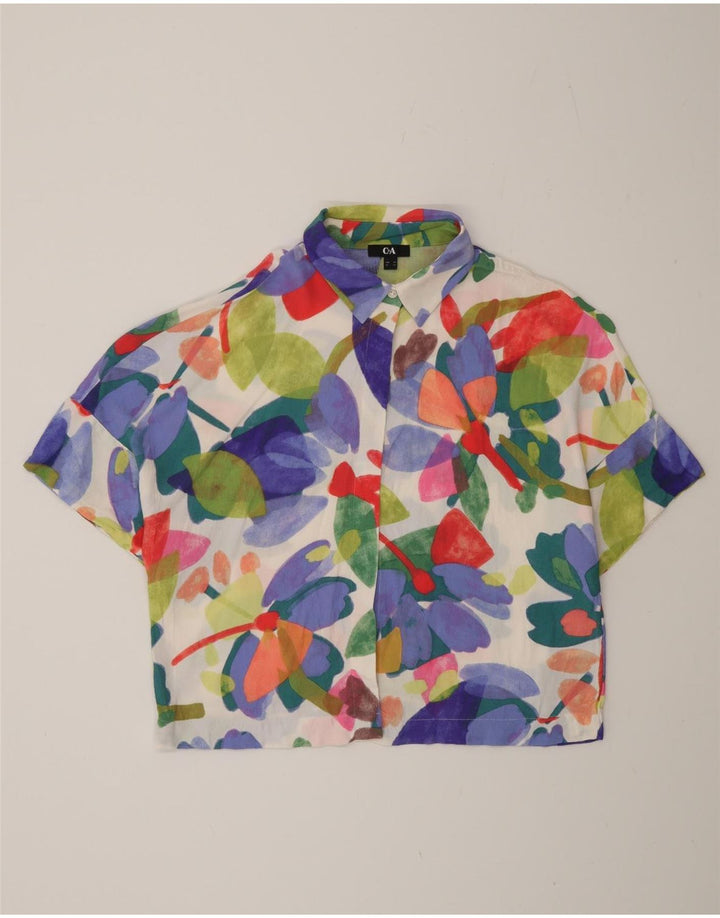 C&A Womens Short Sleeve Shirt Blouse EU 40 Medium Multicoloured Floral