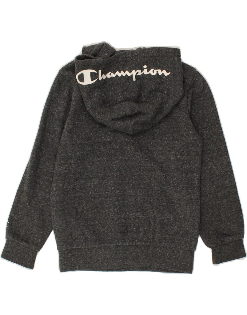 CHAMPION Boys Graphic Zip Neck Hoodie Jumper 5-6 Years XS Grey Flecked | Vintage Champion | Thrift | Second-Hand Champion | Used Clothing | Messina Hembry 