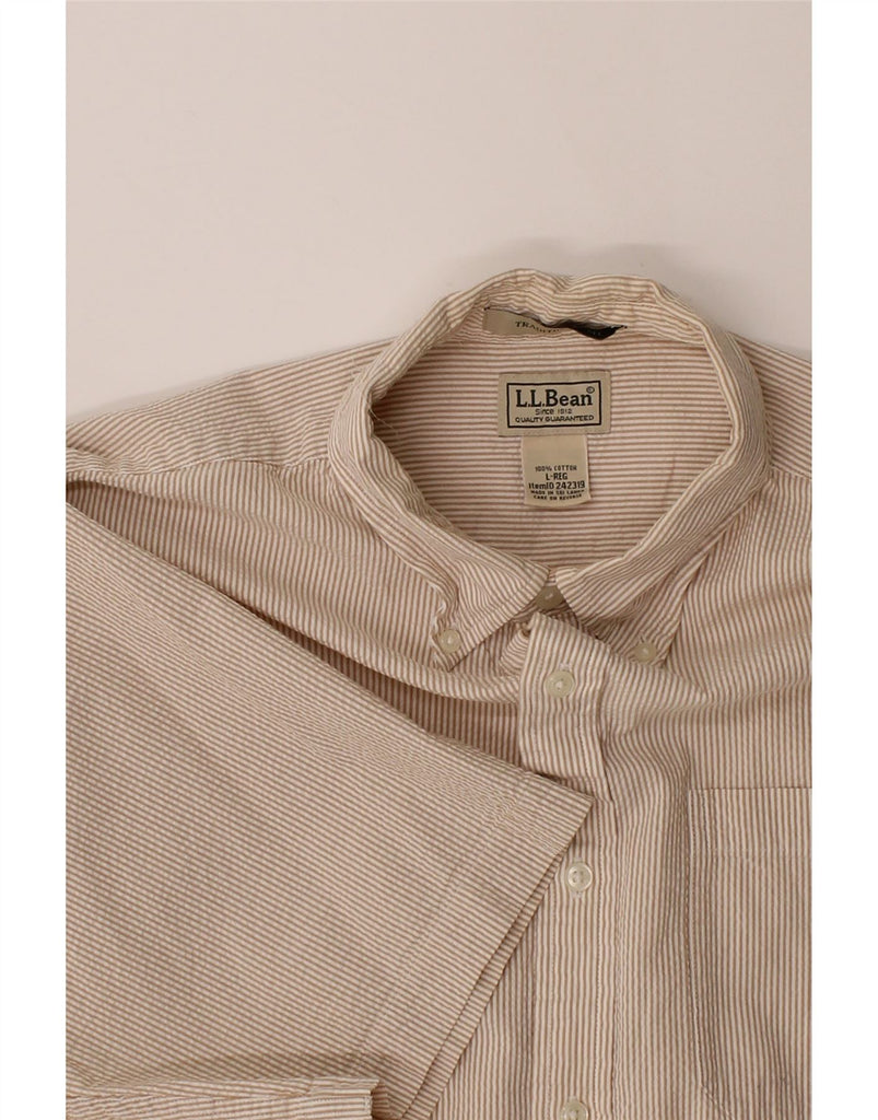 L.L.BEAN Mens Traditional Fit Short Sleeve Shirt Large Beige Pinstripe Vintage L.L.Bean and Second-Hand L.L.Bean from Messina Hembry 