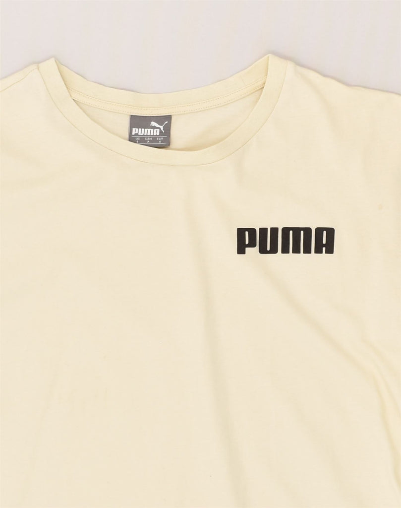 PUMA Mens T-Shirt Top Small Beige Cotton | Vintage Puma | Thrift | Second-Hand Puma | Used Clothing | Messina Hembry 