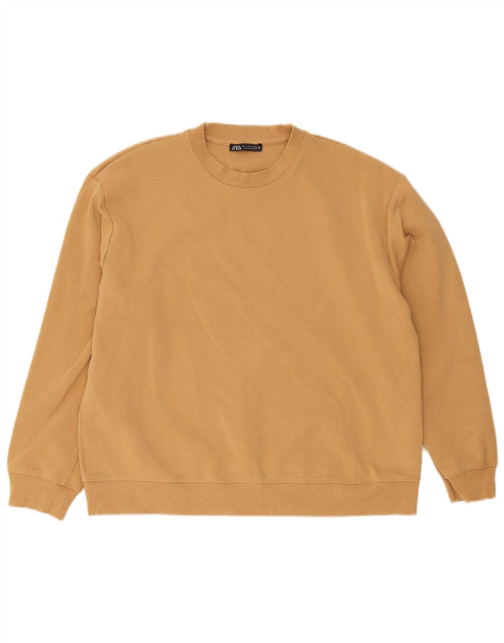 Zara Womens Oversized Sweatshirt Jumper UK 10 Small Beige Cotton