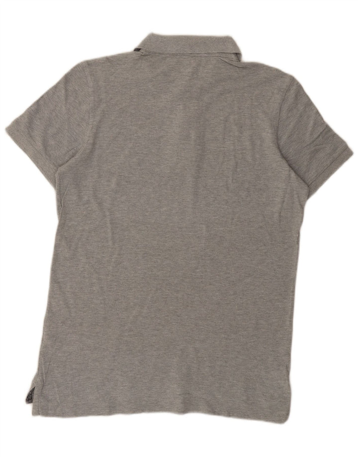 Benetton Mens Polo Shirt Large Grey Flecked Cotton