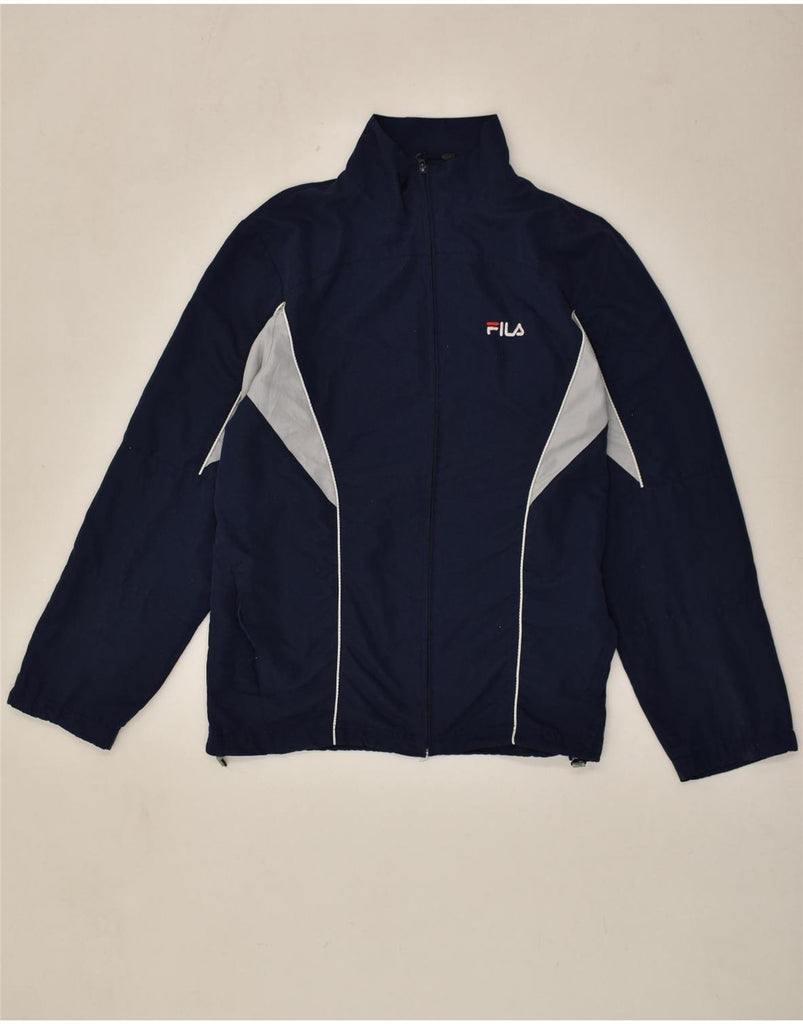 FILA Mens Tracksuit Top Jacket Medium Navy Blue Colourblock Polyester | Vintage Fila | Thrift | Second-Hand Fila | Used Clothing | Messina Hembry 