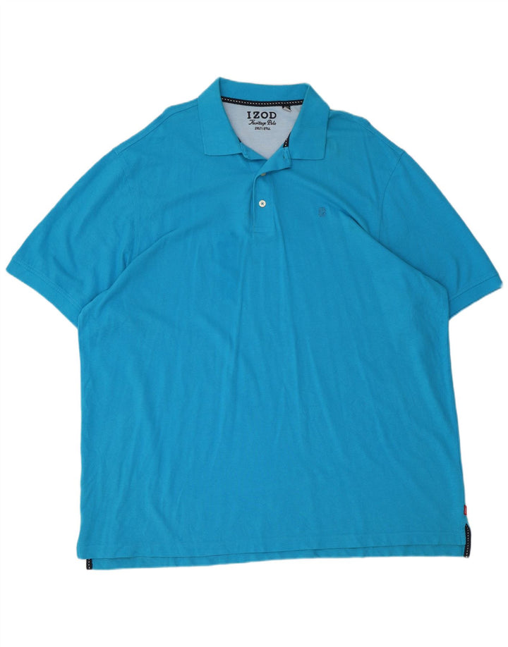 Izod Mens Tall Polo Shirt 2XL Blue Cotton
