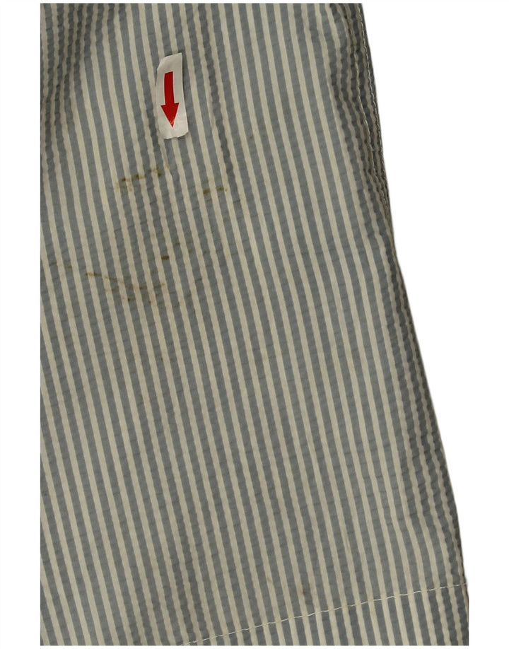 Zara Mens Swimming Shorts Medium  Blue Pinstripe Polyester