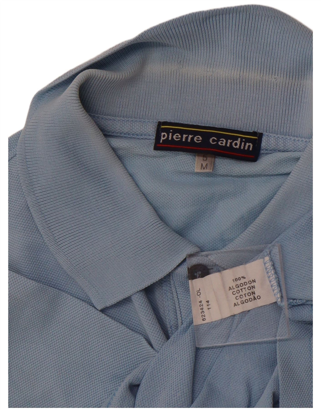 PIERRE CARDIN Mens Polo Shirt Medium Blue Cotton