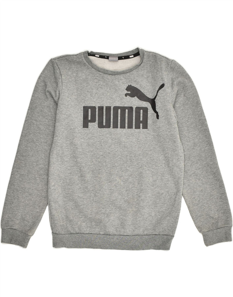 PUMA Boys Graphic Sweatshirt Jumper 13-14 Years Grey Cotton | Vintage Puma | Thrift | Second-Hand Puma | Used Clothing | Messina Hembry 