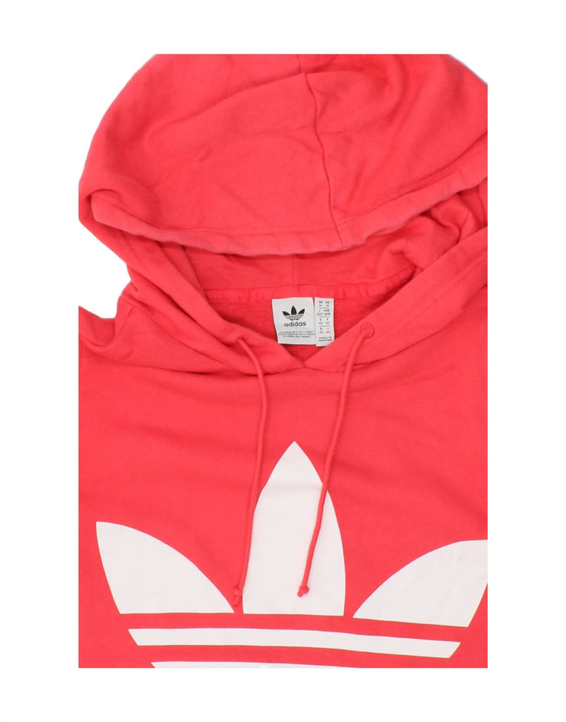 ADIDAS Womens Graphic Hoodie Jumper UK 14 Medium Red Cotton | Vintage Adidas | Thrift | Second-Hand Adidas | Used Clothing | Messina Hembry 