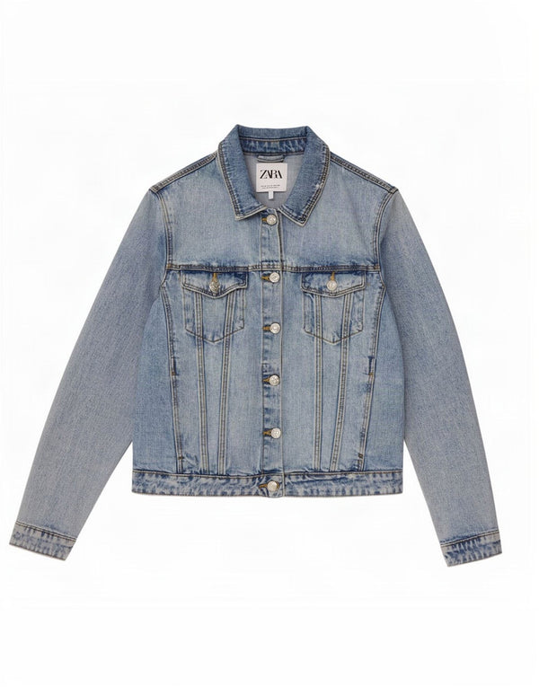 Zara Womens Denim Jacket UK 10 Small Blue