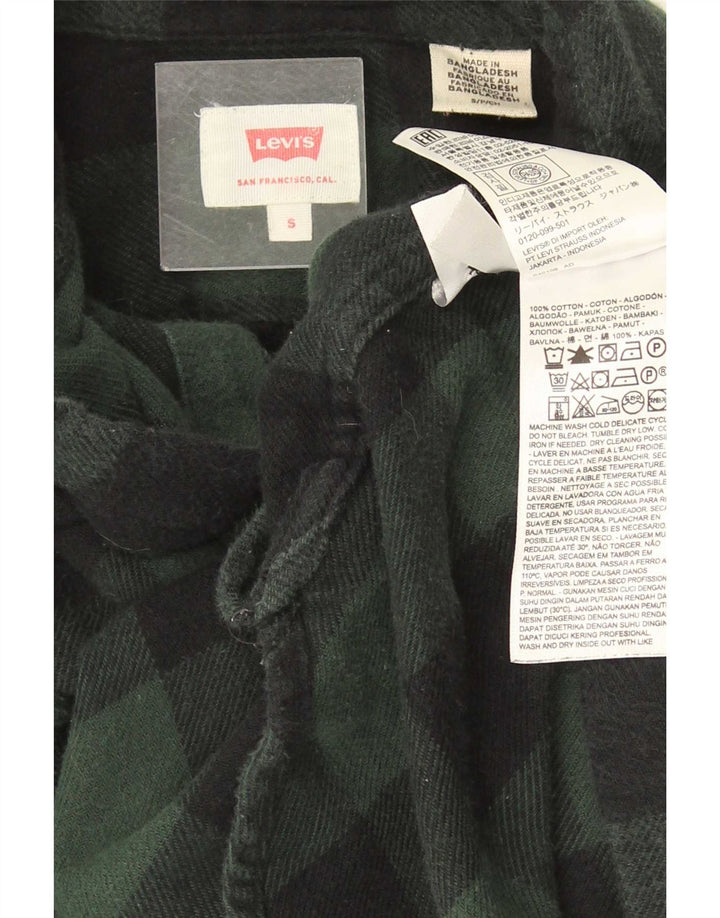 Levi's Mens Flannel Shirt Small Green Gingham Cotton