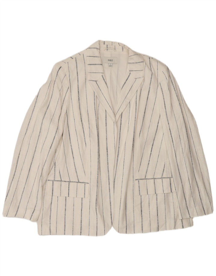 Marks & Spencer Womens Oversized Open Blazer Jacket UK 18 XL White Striped