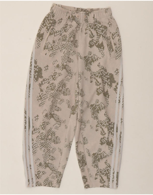 ADIDAS Womens Tracksuit Trousers UK 4/6 XS Beige Camouflage Cotton