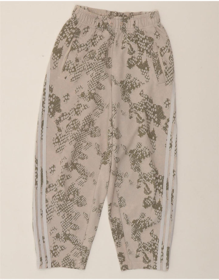 ADIDAS Womens Tracksuit Trousers UK 4/6 XS Beige Camouflage Cotton