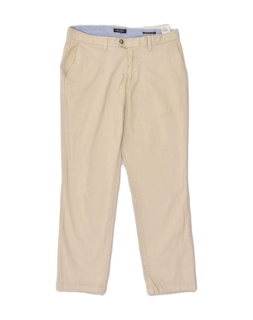 NAUTICA Mens The Beacon Pant Straight Chino Trousers W34 L32 Beige Cotton | Vintage Nautica | Thrift | Second-Hand Nautica | Used Clothing | Messina Hembry 