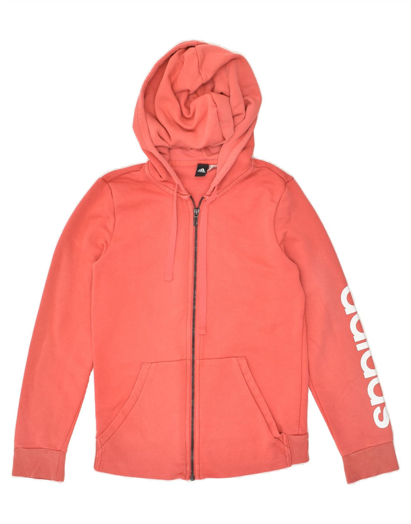 ADIDAS Womens Graphic Zip Hoodie Sweater UK 12 Medium Orange | Vintage Adidas | Thrift | Second-Hand Adidas | Used Clothing | Messina Hembry 
