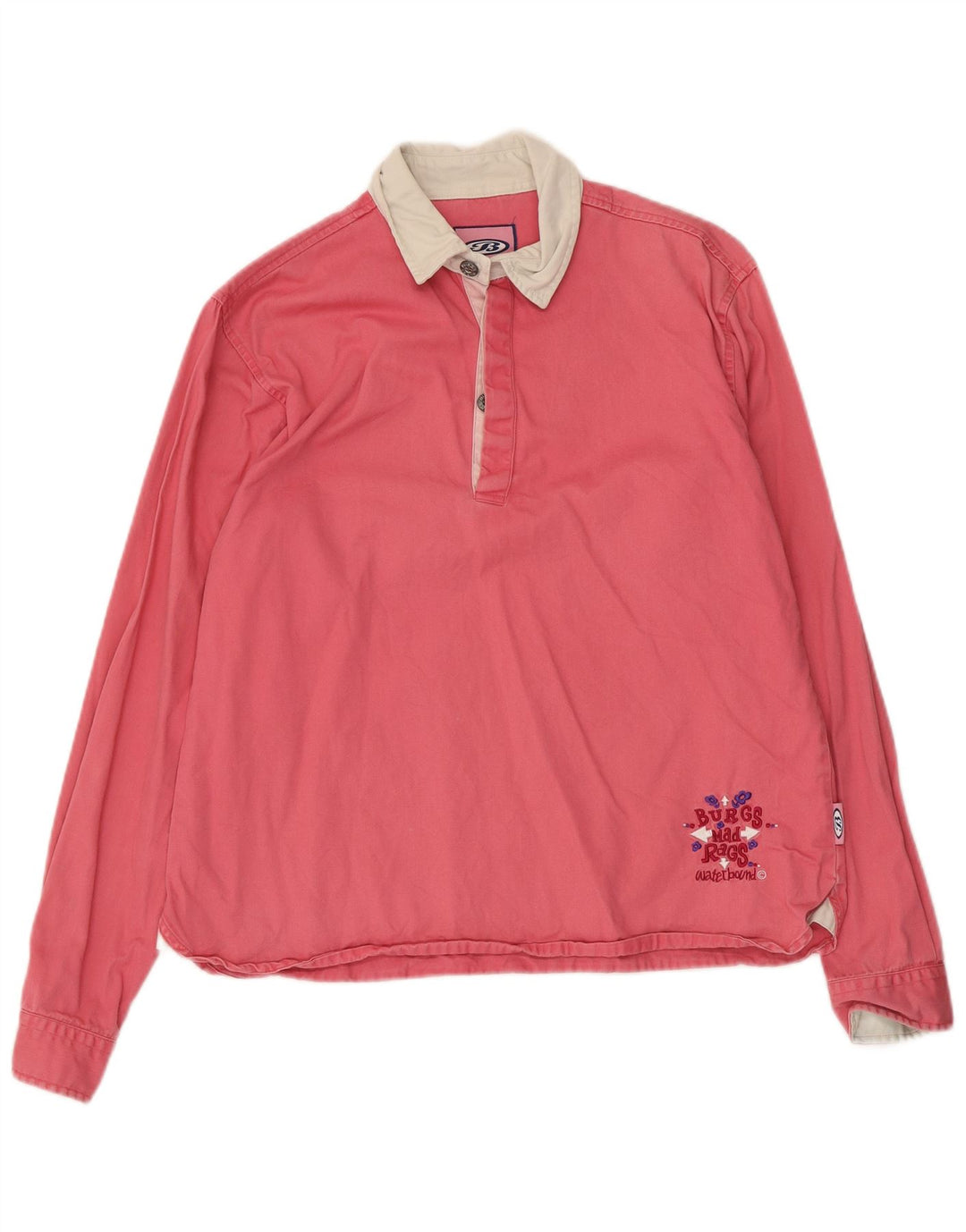 Vintage Womens Graphic Pullover Shirt UK 16 Large Pink Colourblock Cotton