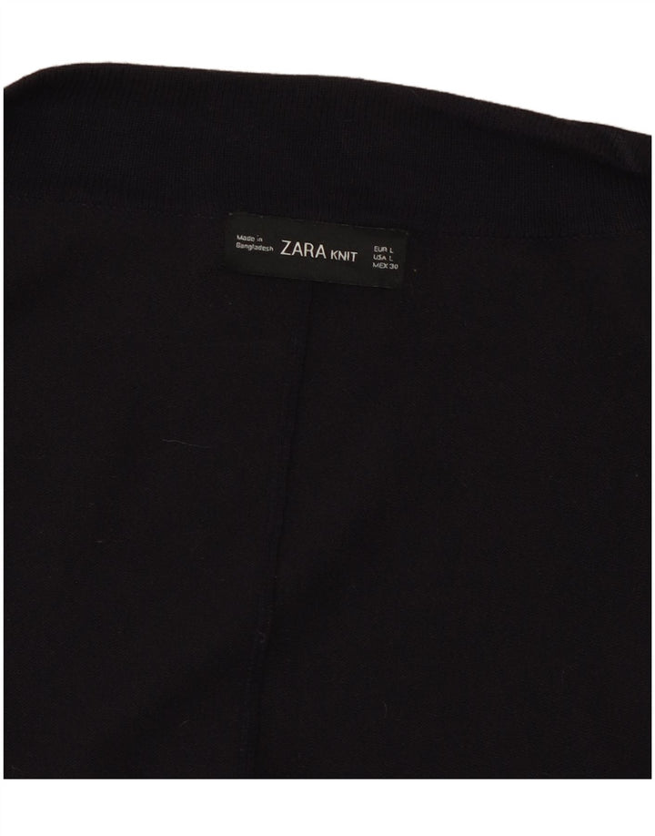 Zara Womens 3/4 Sleeve Open Cardigan Sweater UK 16 Large Navy Blue