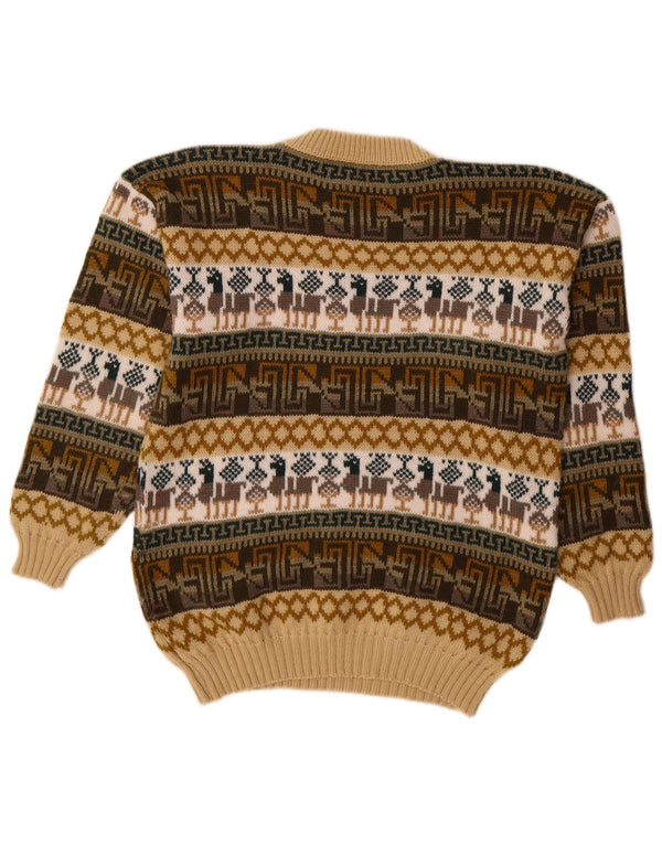 Vintage Mens Crew Neck Jumper Sweater Medium Multicoloured Fair Isle