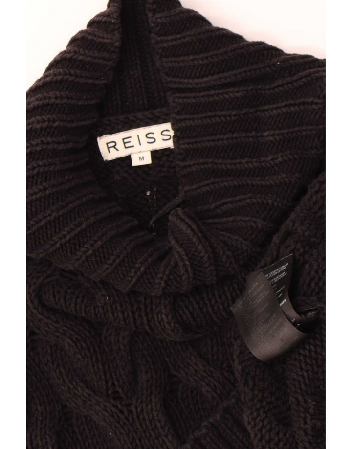Reiss Mens Loose Fit Roll Neck Jumper Sweater Medium Black Cotton