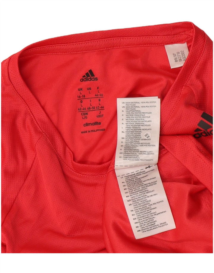 Adidas Womens Climalite Top Long Sleeve UK 16/18 Large Red Polyester