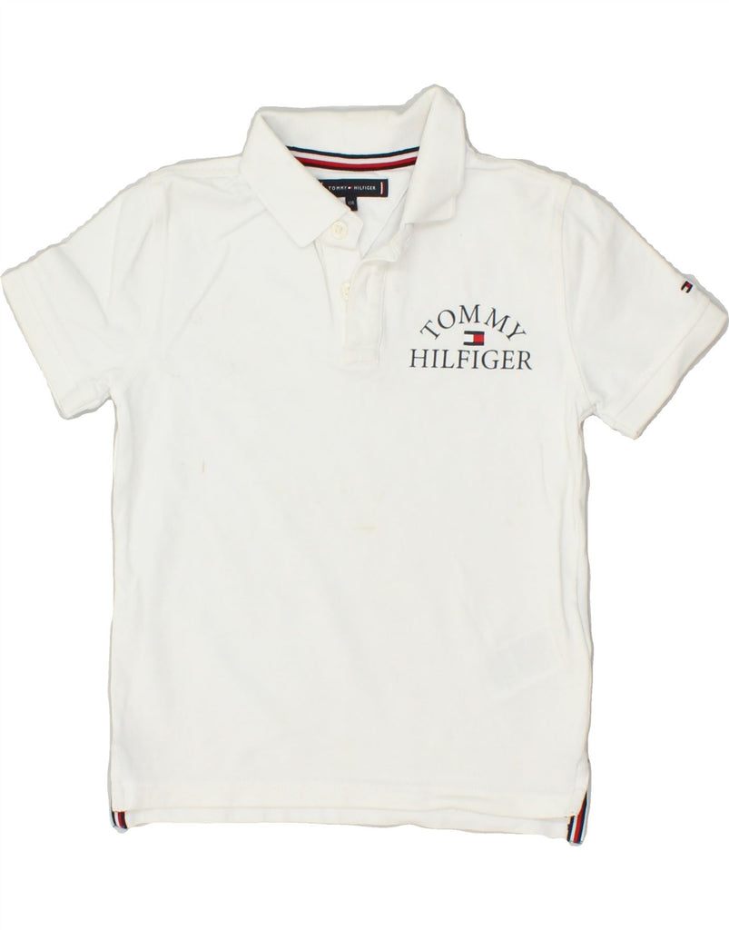 TOMMY HILFIGER Boys Graphic Polo Shirt 7-8 Years White Cotton | Vintage Tommy Hilfiger | Thrift | Second-Hand Tommy Hilfiger | Used Clothing | Messina Hembry 