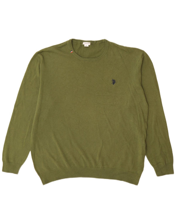 U.S. Polo Assn. Mens Crew Neck Jumper Sweater 3XL Green Cotton