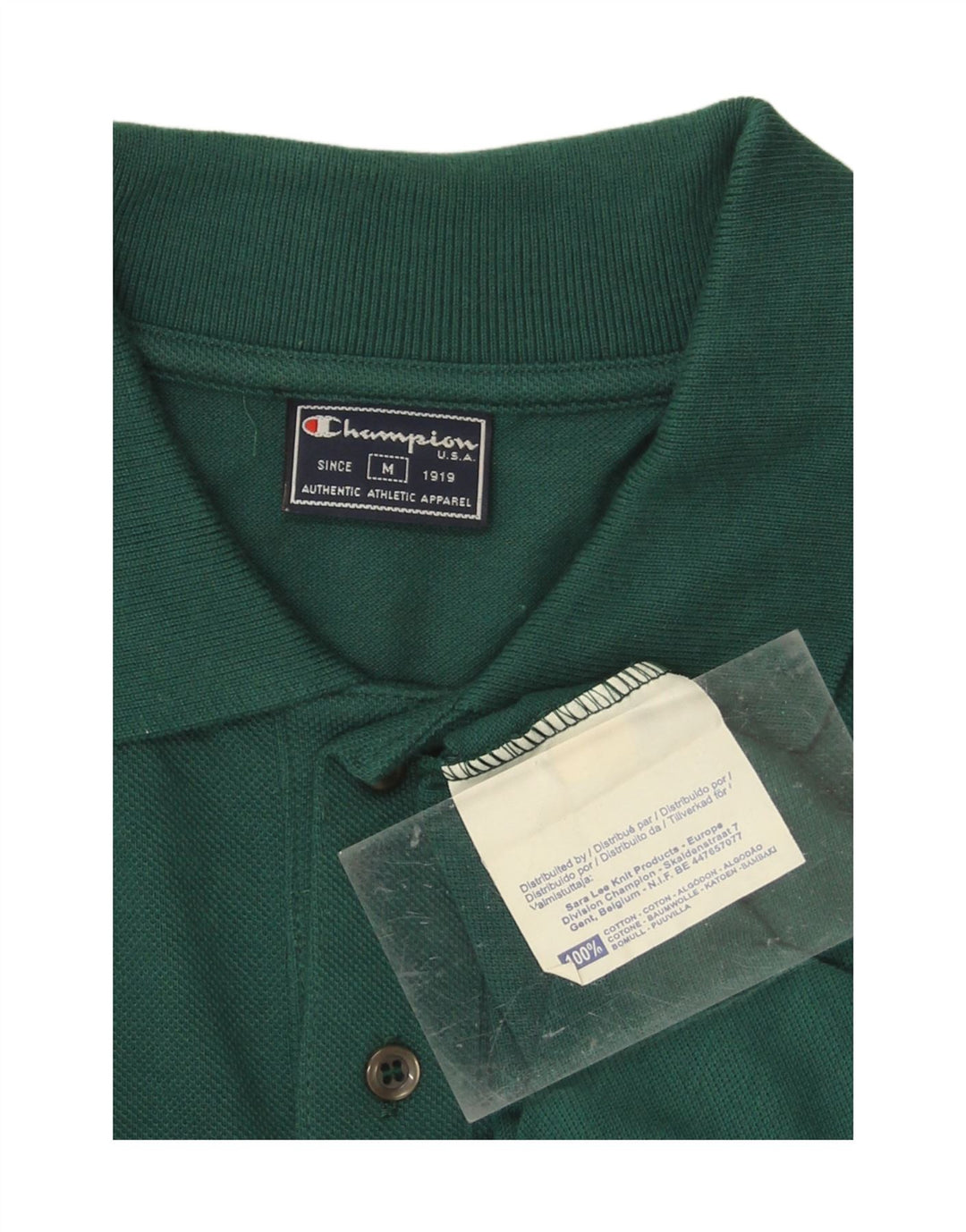 CHAMPION Mens Graphic Polo Shirt Medium Green Cotton Vintage Champion and Second-Hand Champion from Messina Hembry 