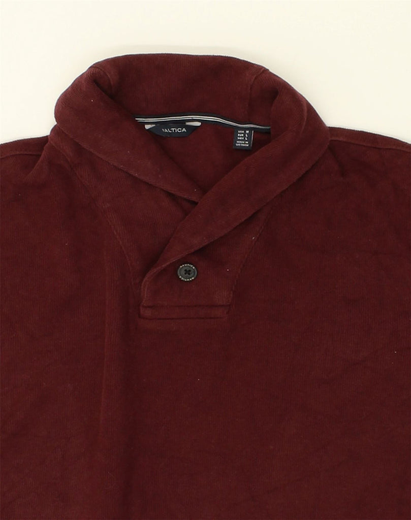 NAUTICA Mens Polo Neck Jumper Sweater Large Maroon Cotton | Vintage Nautica | Thrift | Second-Hand Nautica | Used Clothing | Messina Hembry 
