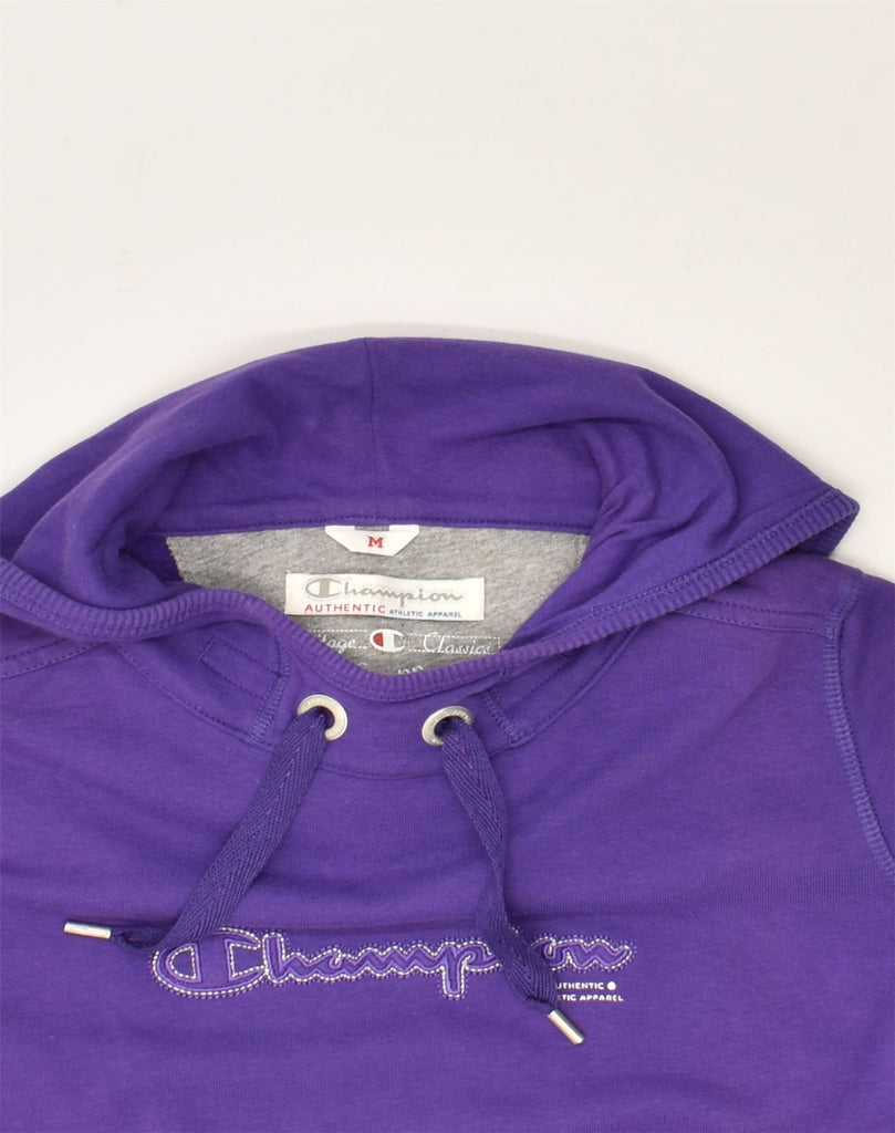 CHAMPION Womens Graphic Hoodie Jumper UK 16 Medium Purple Cotton | Vintage Champion | Thrift | Second-Hand Champion | Used Clothing | Messina Hembry 