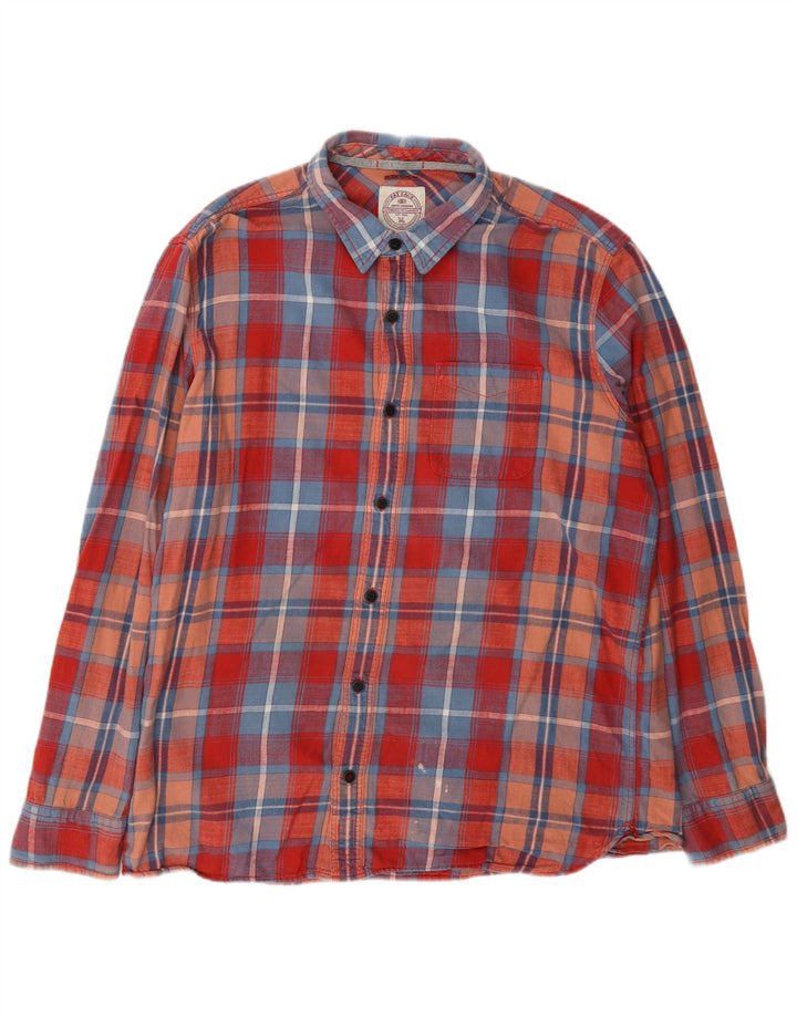 Fat Face Mens Flannel Shirt XL Red Check Cotton