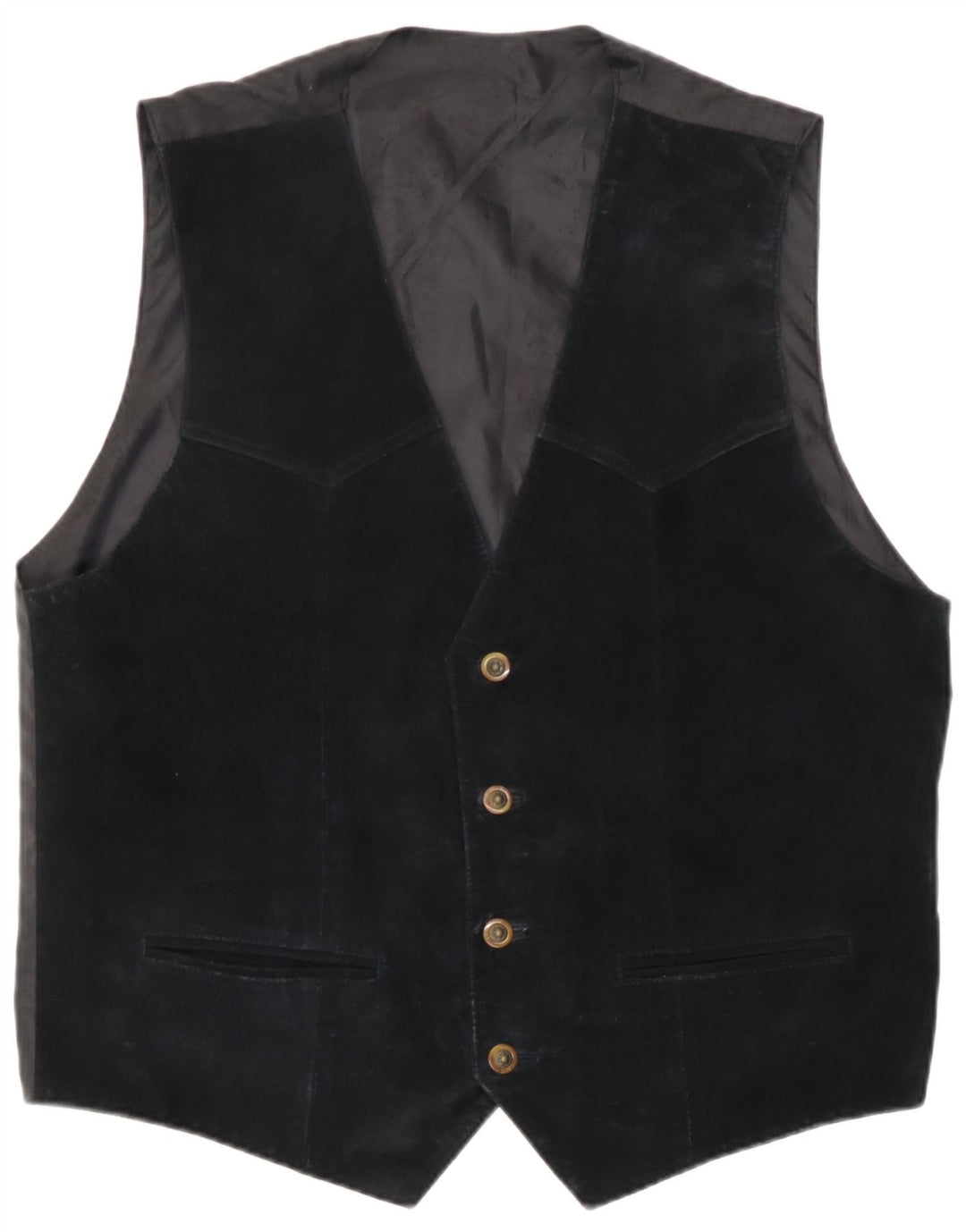 Vintage Mens Suede Waistcoat Large Black Leather