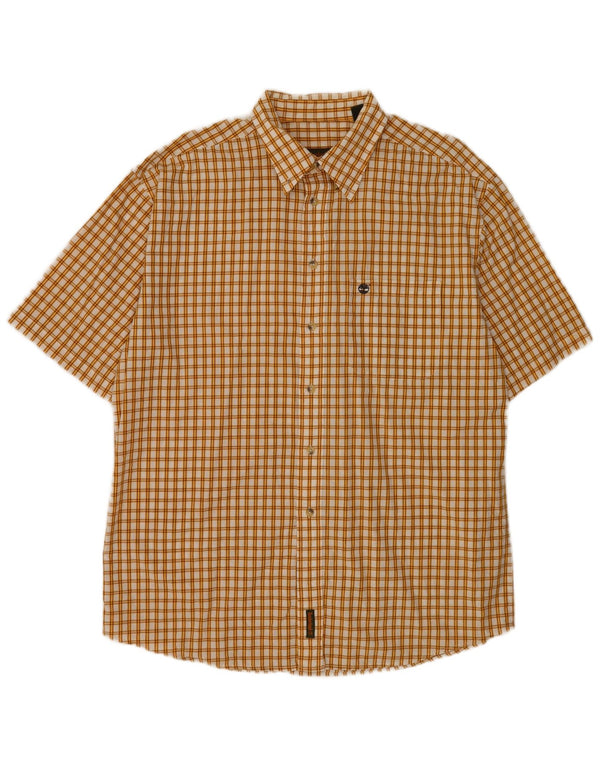 Timberland Mens Short Sleeve Shirt Large Yellow Check Cotton