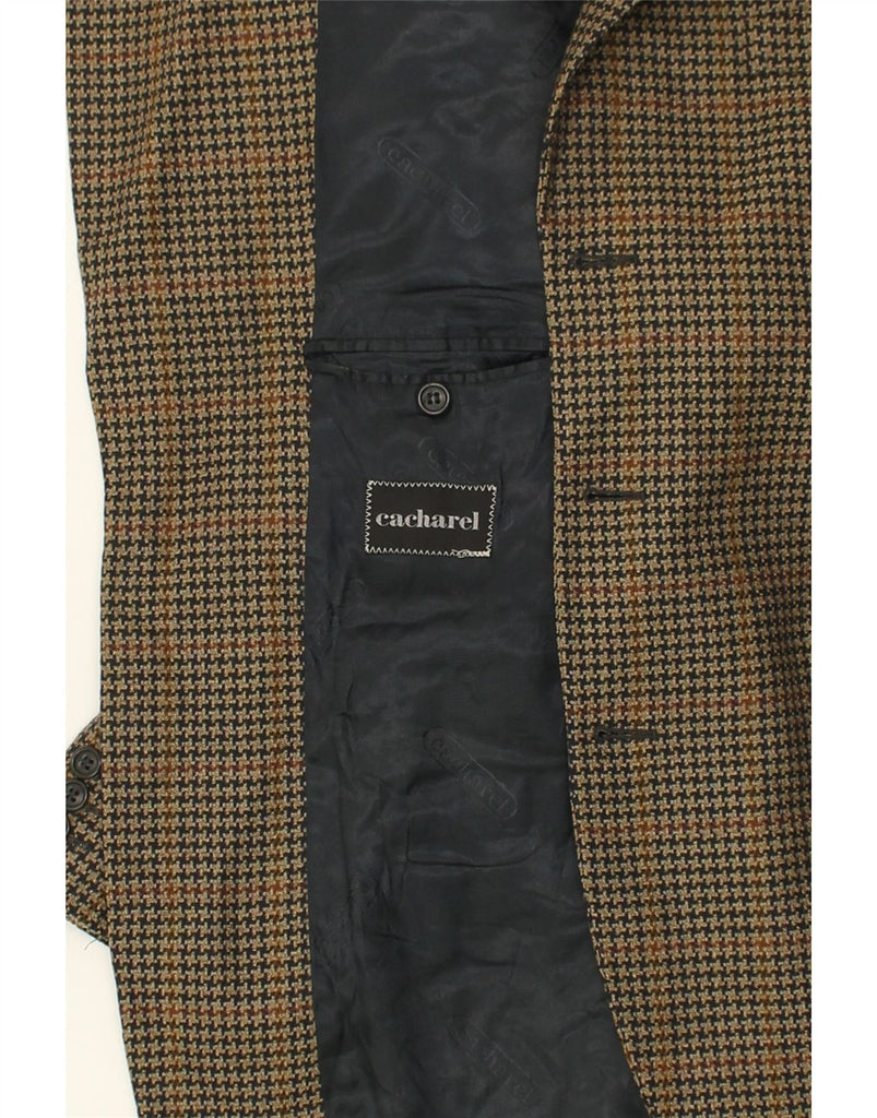 CACHAREL Mens 3 Button Blazer Jacket UK 38 Medium Khaki Check | Vintage Cacharel | Thrift | Second-Hand Cacharel | Used Clothing | Messina Hembry 