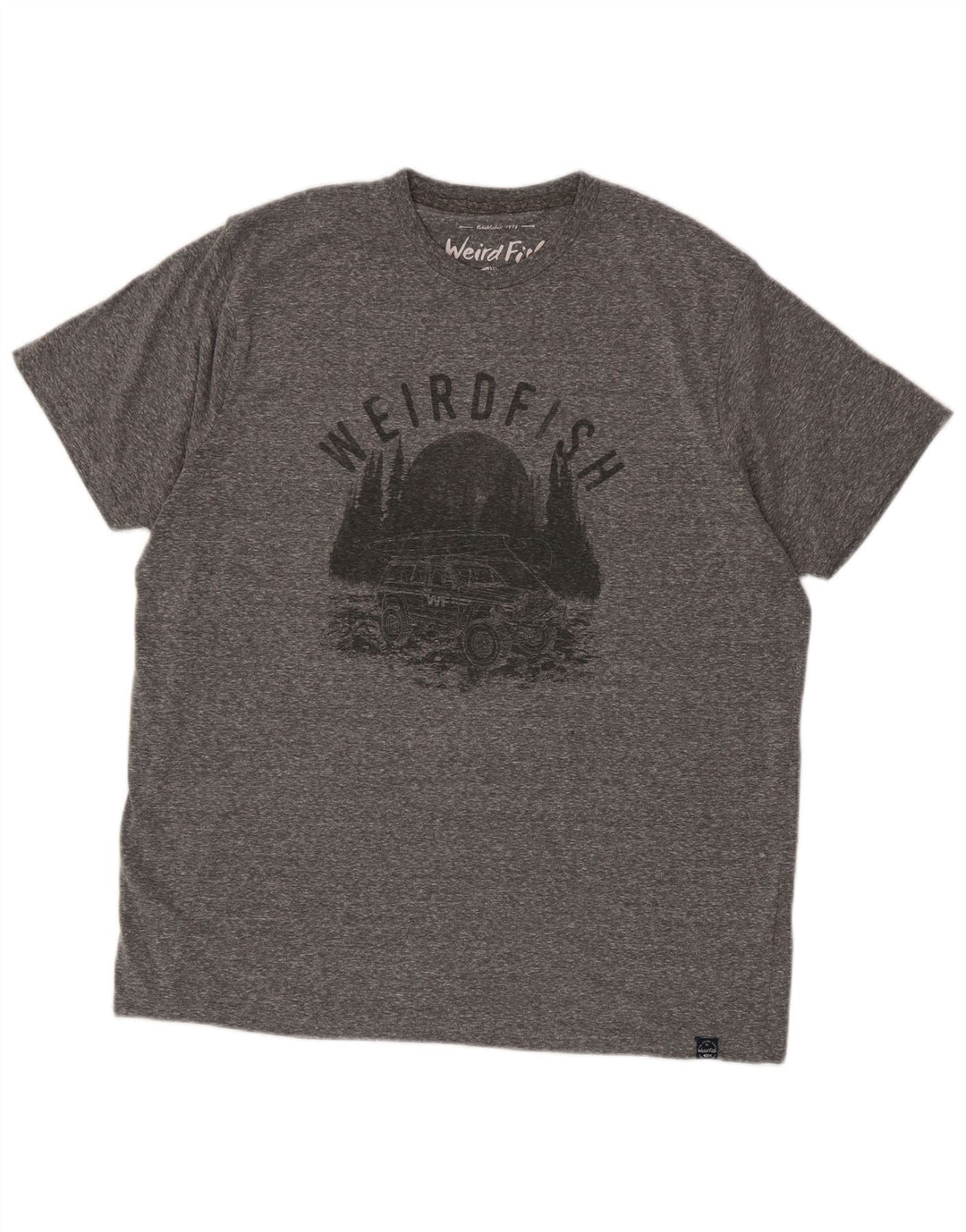 Weird Fish Mens Graphic T-Shirt Top XL Grey Flecked Polyester