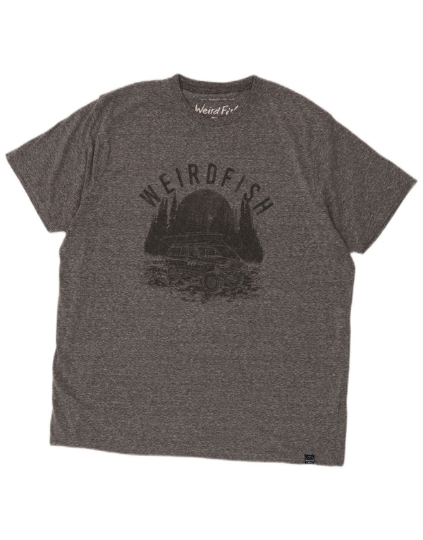 Weird Fish Mens Graphic T-Shirt Top XL Grey Flecked Polyester