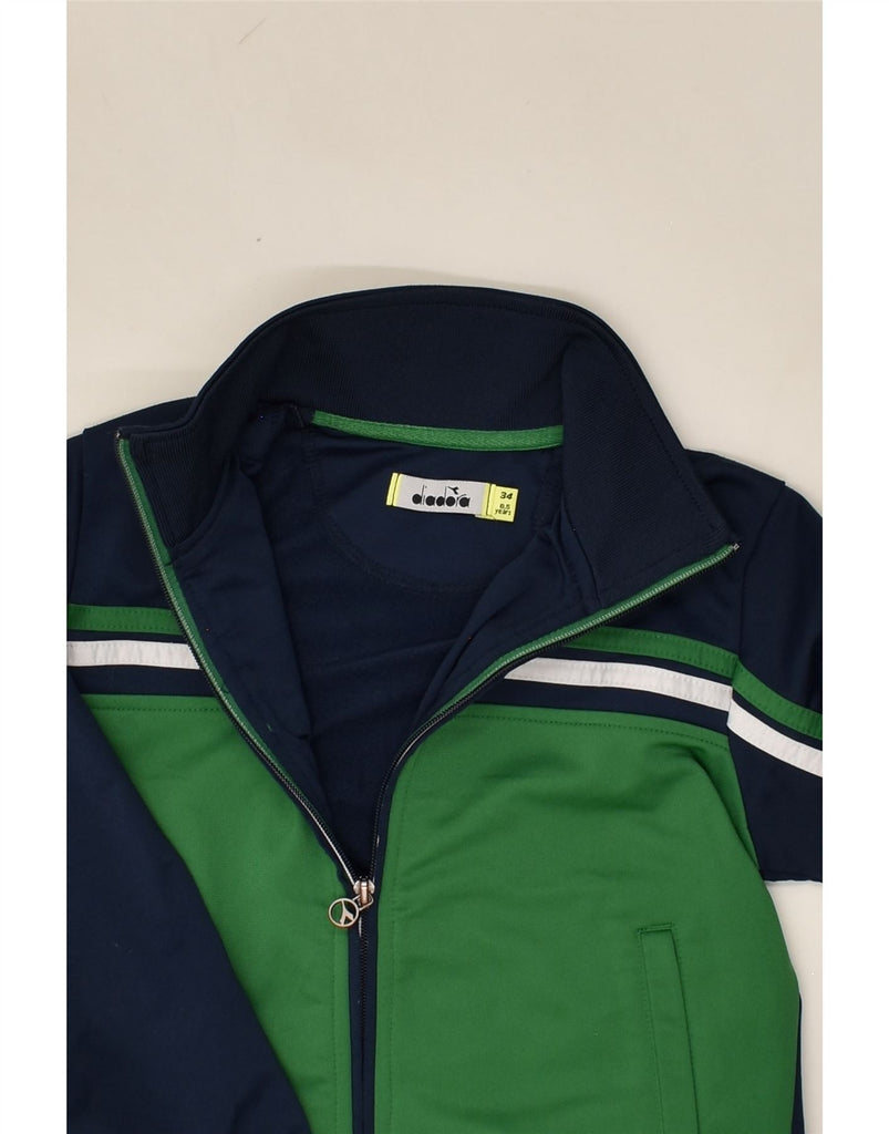 DIADORA Boys Tracksuit Top Jacket 8-9 Years Navy Blue Colourblock | Vintage Diadora | Thrift | Second-Hand Diadora | Used Clothing | Messina Hembry 